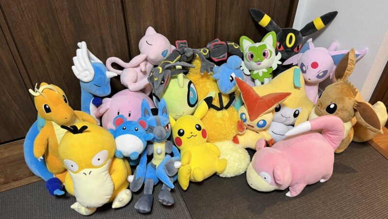 3年くらいかけてクレーンゲームでゲットしたポケモンたち